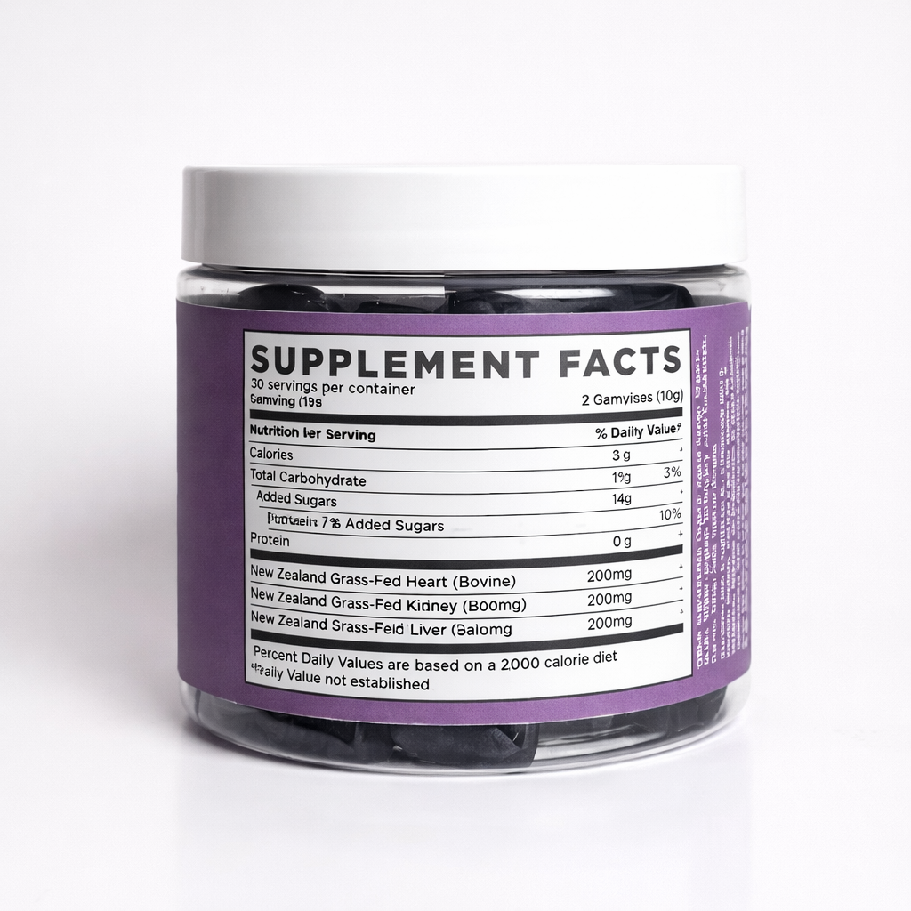 Kids Beef Organ Gummies – Grass-Fed Beef Liver, Heart & Kidney Supplement for Kids | Whole Food Multivitamin Gummies - Image 2